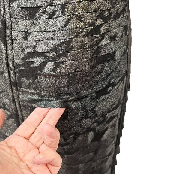 JS Collections Spaghetti Strap Layered Sheath Black Silver Metallic Womens 8 NWT - Picture 5 of 12